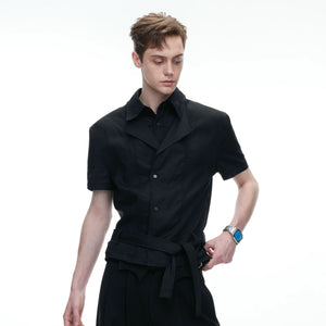 Relaxed Linen-Blend Embroidered Shirt with Spread Collar - main image 3