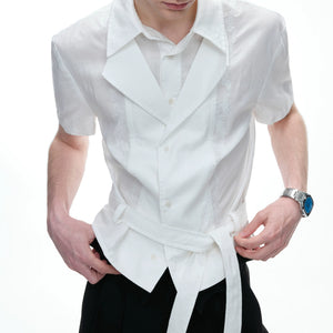Relaxed Linen-Blend Embroidered Shirt with Spread Collar - main image 4