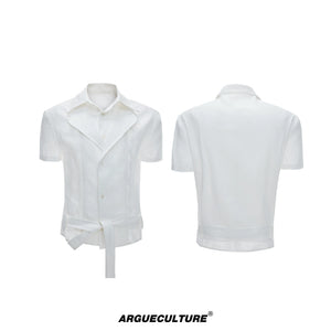 Relaxed Linen-Blend Embroidered Shirt with Spread Collar - White