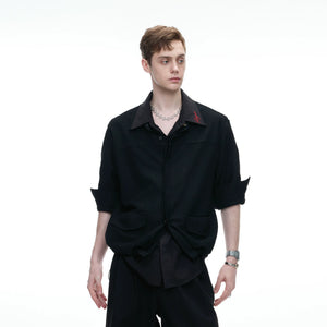 Layered Panel Button Shirt | Dark Street Style - main image 3