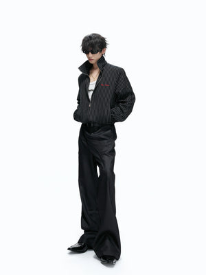 Striped Stand-Collar Jacket with Leopard Lining - main image 4