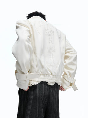 Spine Embroidered Cropped Structured Shoulder Jacket - main image 2