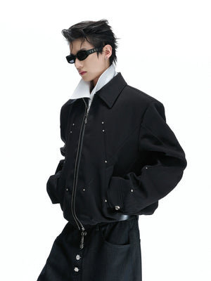 Deconstructed Rivet Dual-Zip Cropped Jacket - main image 2