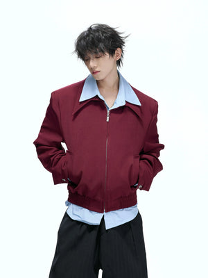 Deconstructed Faux-Layer Cropped Boxy Zip-Front Jacket - main image 1