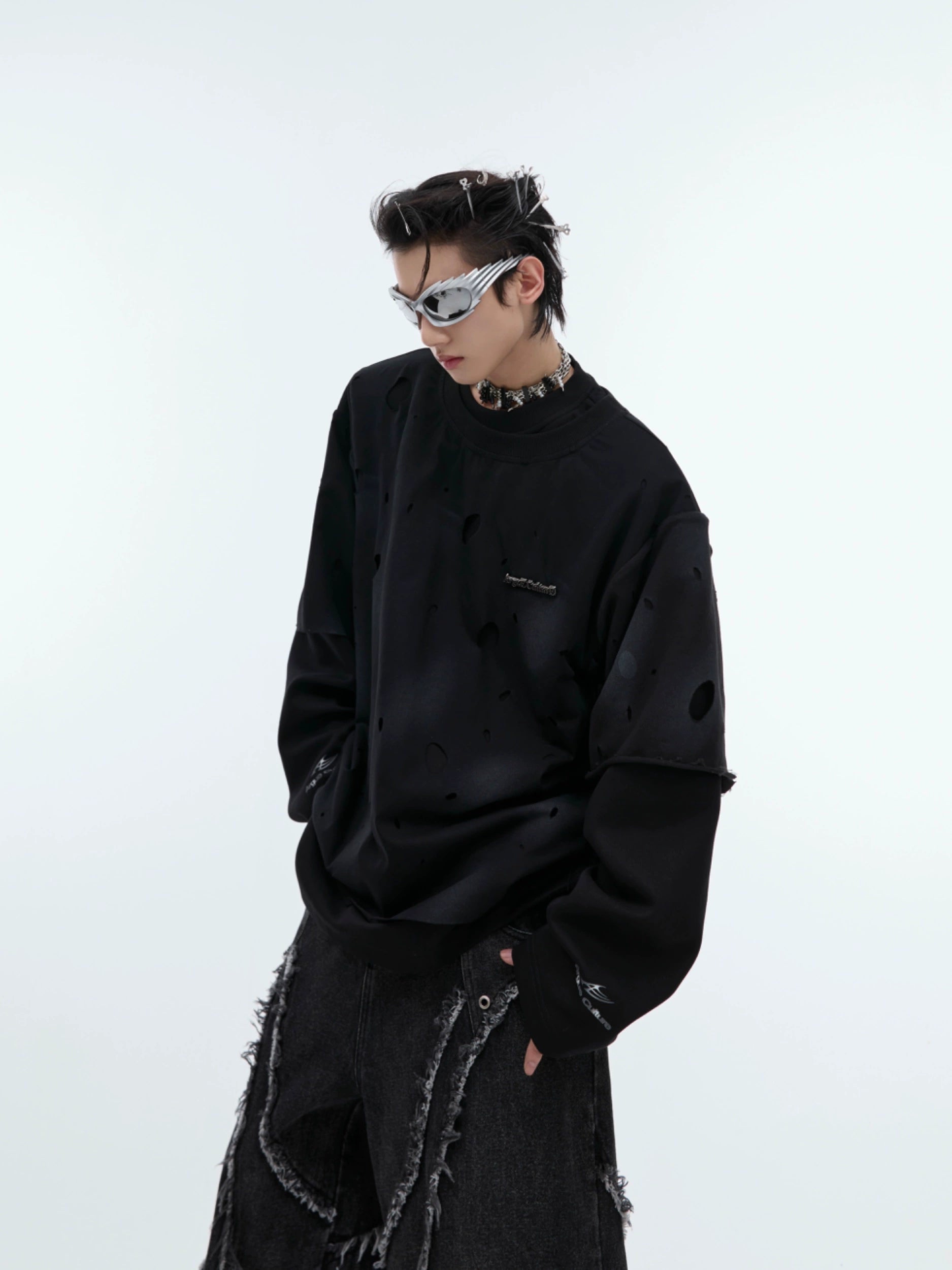 Vintage Washed Distressed Long-Sleeve Hoodie - Unisex Fall Streetwear