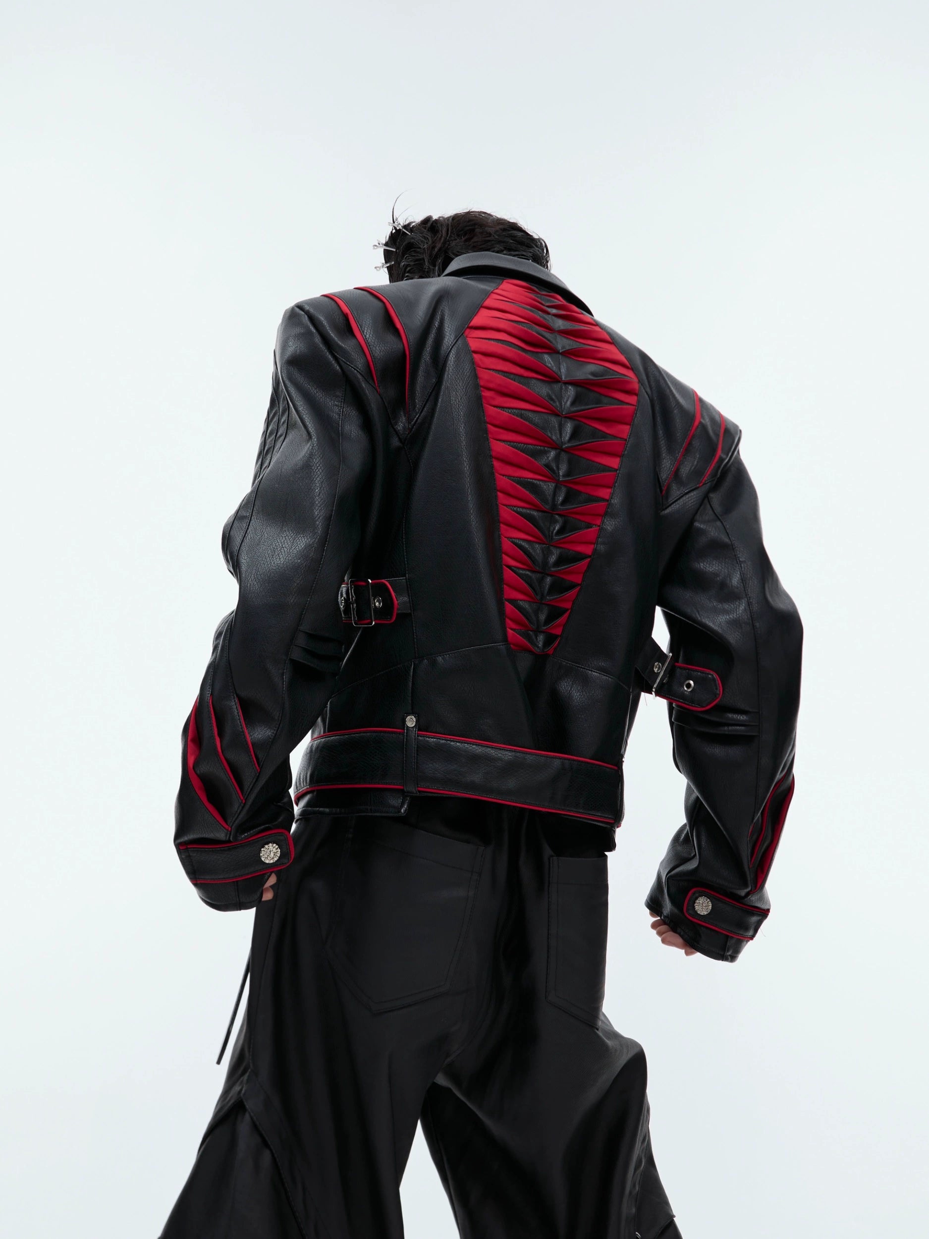 Deconstructed Cropped Leather Jacket - Edgy Streetwear Style