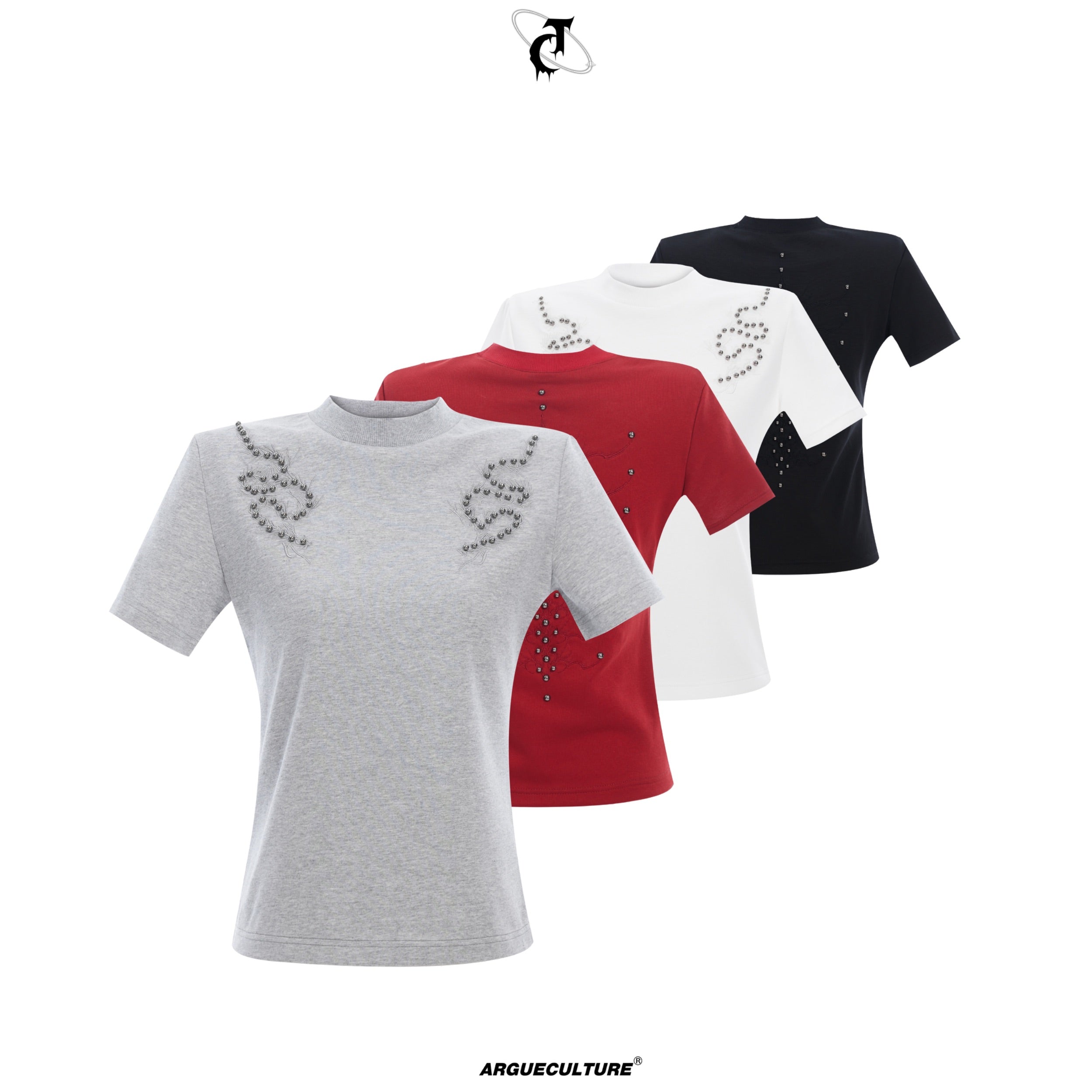 Heavyweight 280g Short-Sleeve T-Shirt - Studded Spine Embroidery