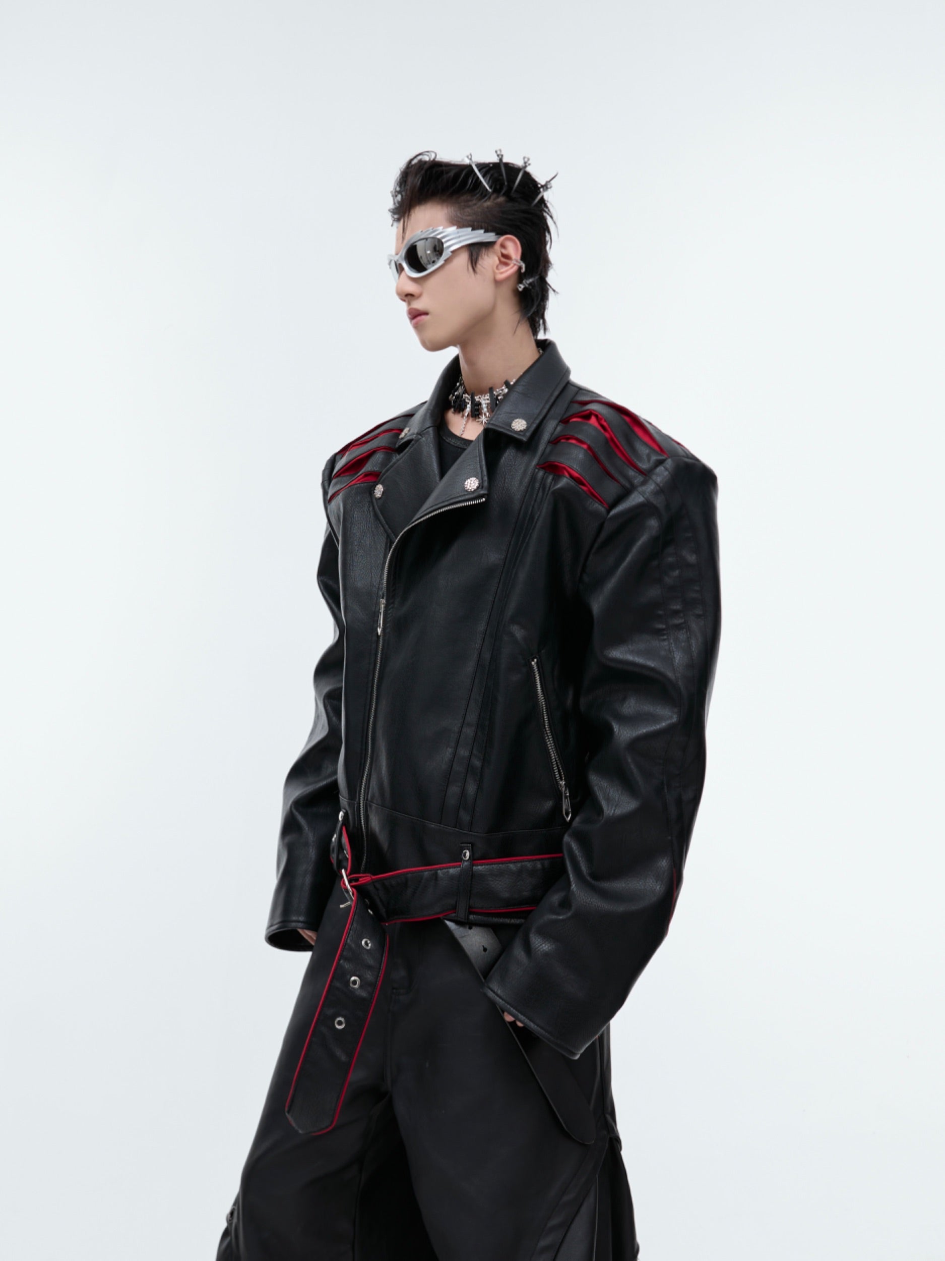 Deconstructed Cropped Leather Jacket - Edgy Streetwear Style
