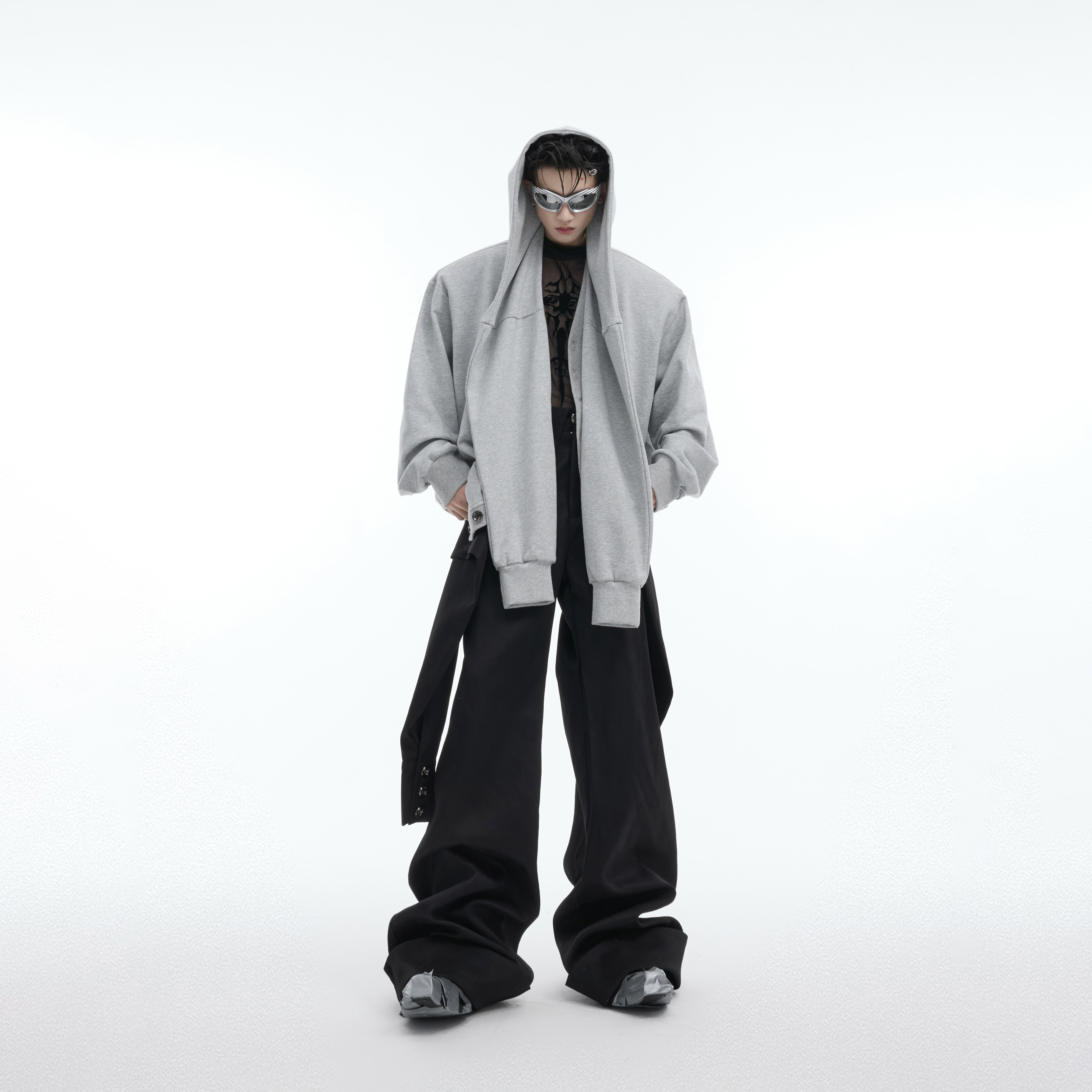 Oversized Hooded Sweatshirt - Drop Shoulder Layered Streetwear Jacket