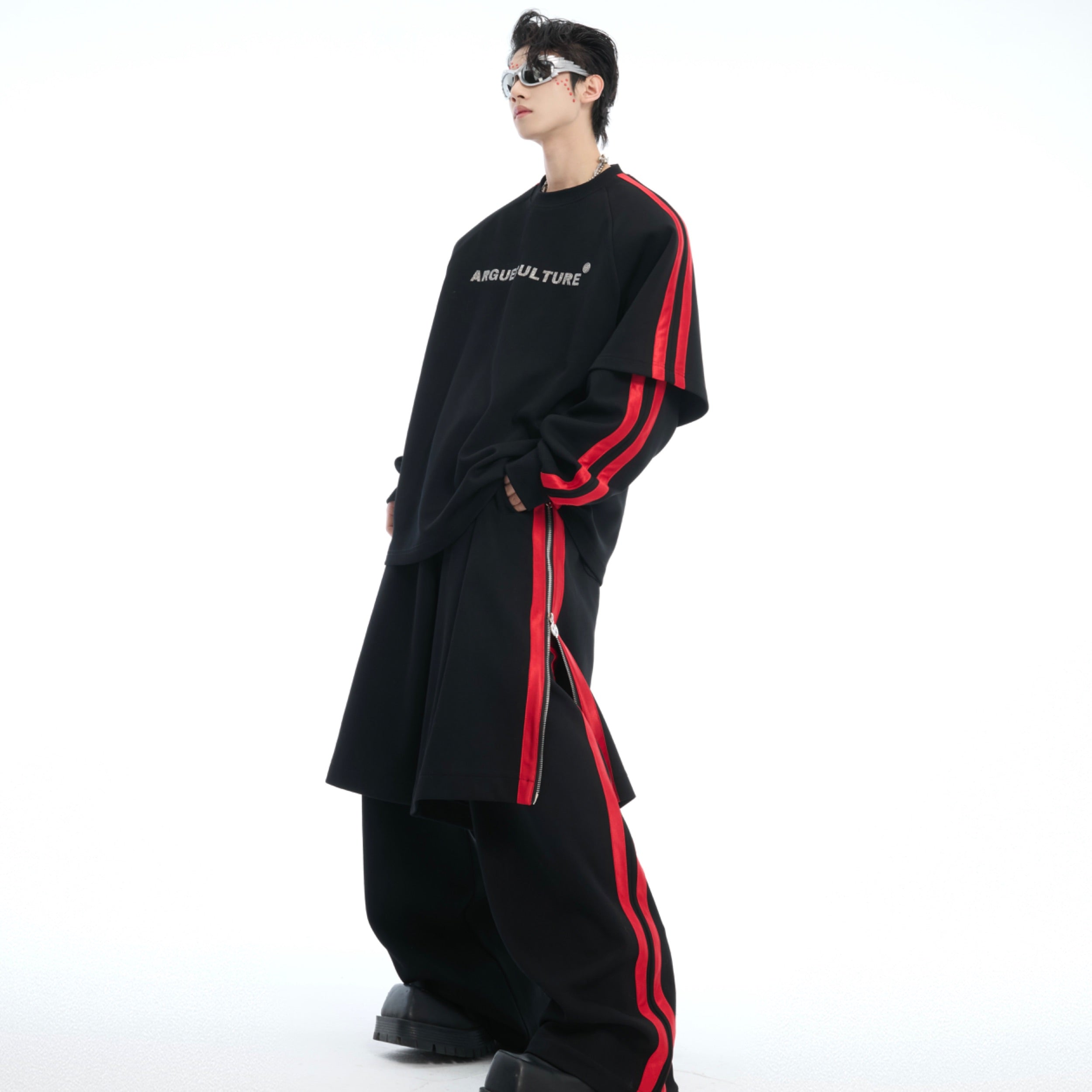 Vintage Color-Block Hoodie Set - Oversized Unisex Spring Streetwear