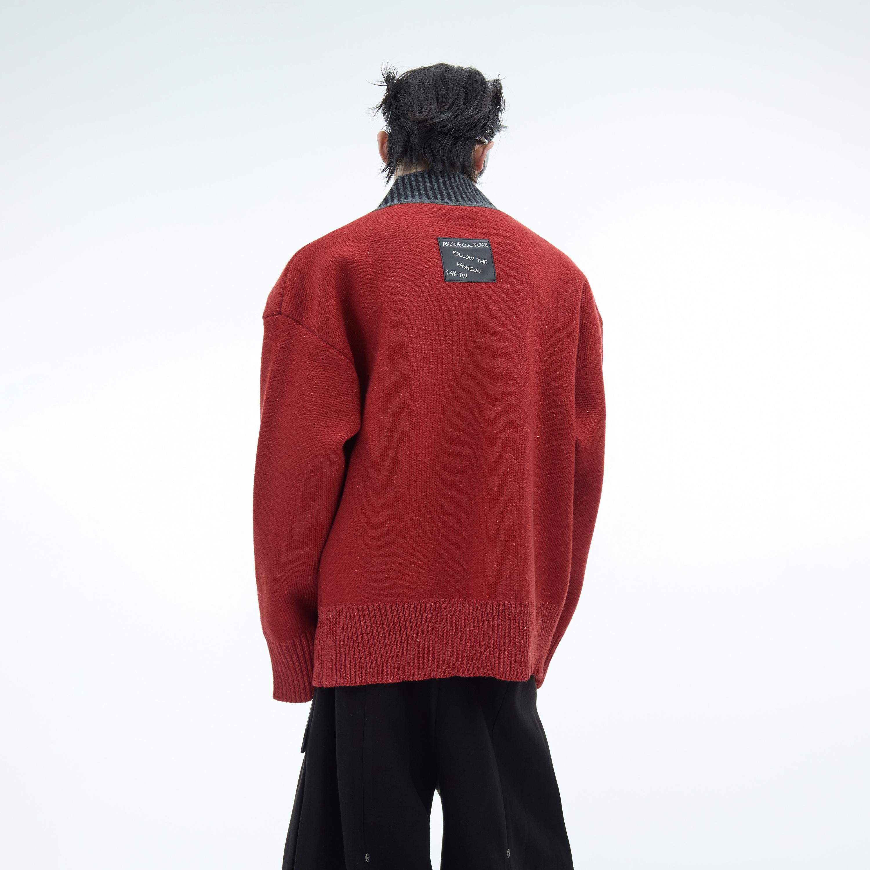 Glitter V-Neck Sweater - Colorblock Knit Christmas Pullover