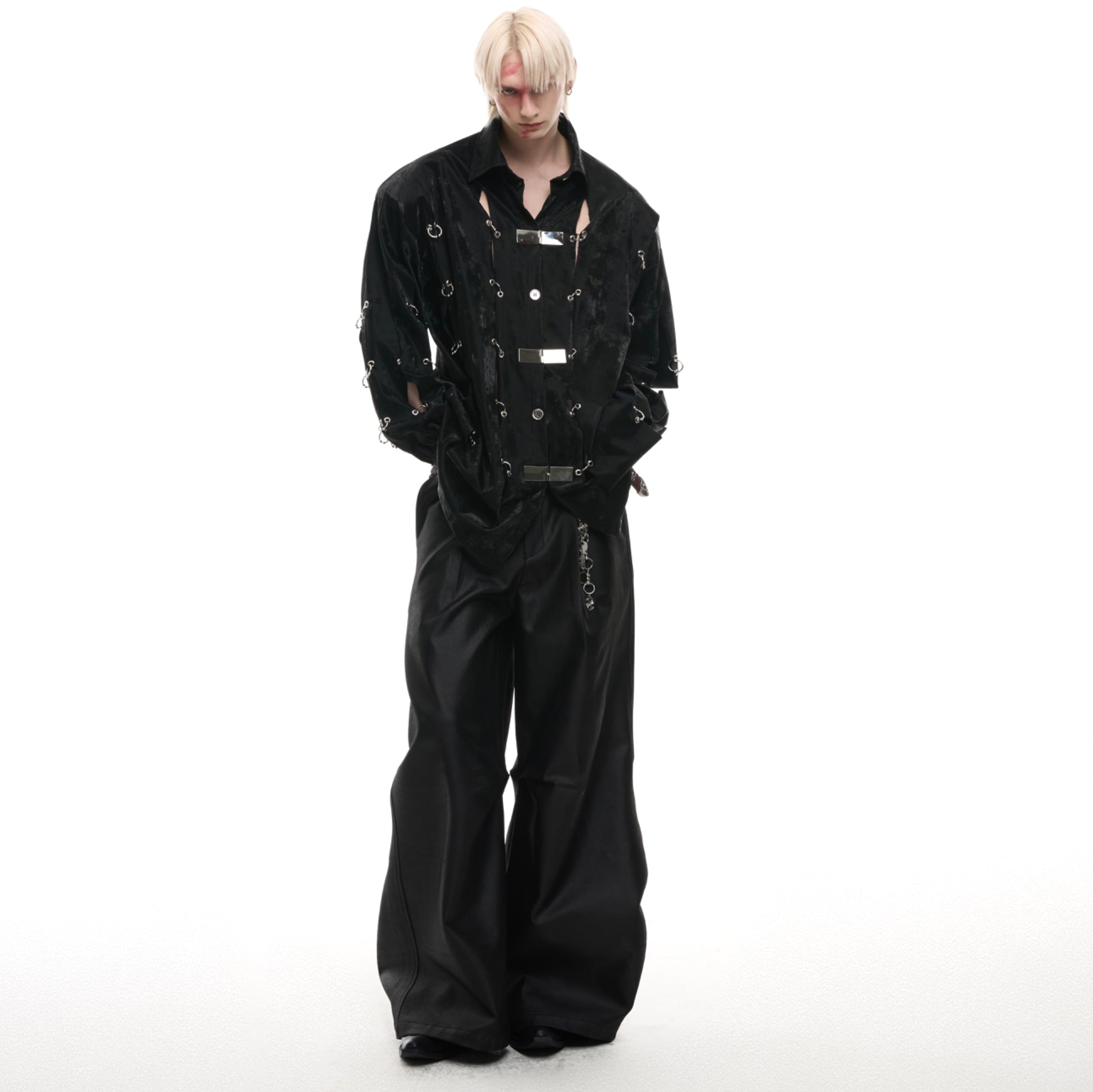 Edgy PU Leather Jacket - Metal Buckle Cutout Design Streetwear