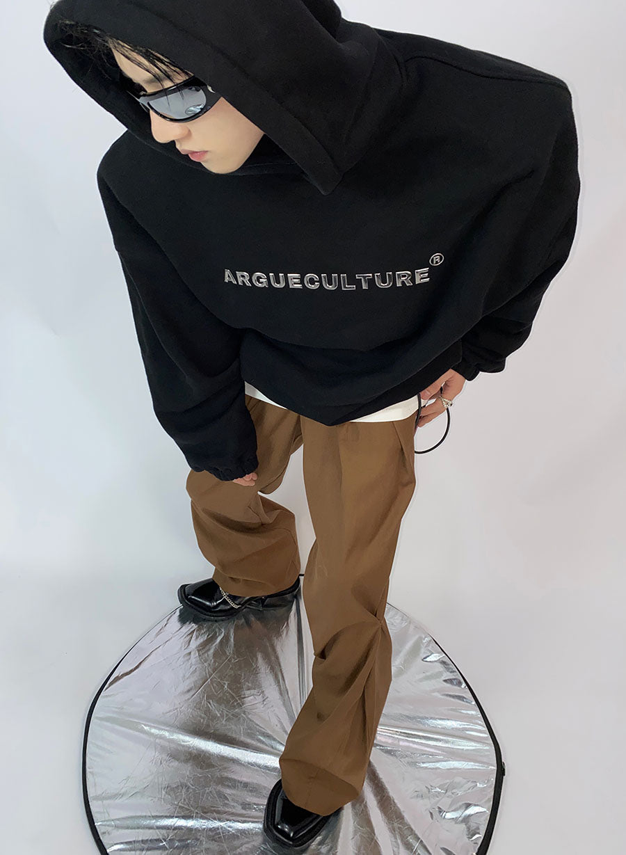 Streetwear Hoodie with Metallic Print-Shoulder Pads-Fleece Lining