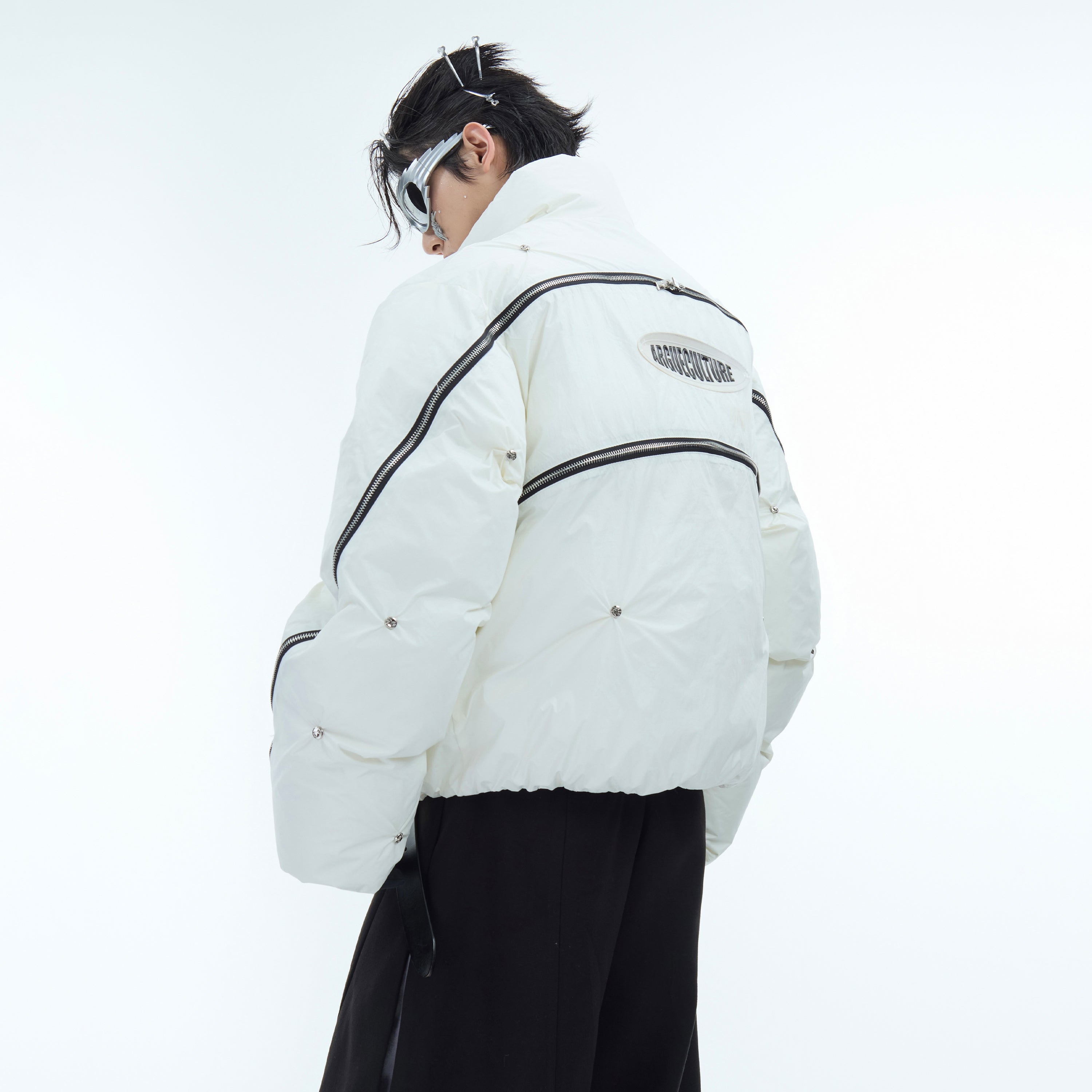 Deconstructed Zip-Up Puffer Jacket - Oversized Streetwear Coat