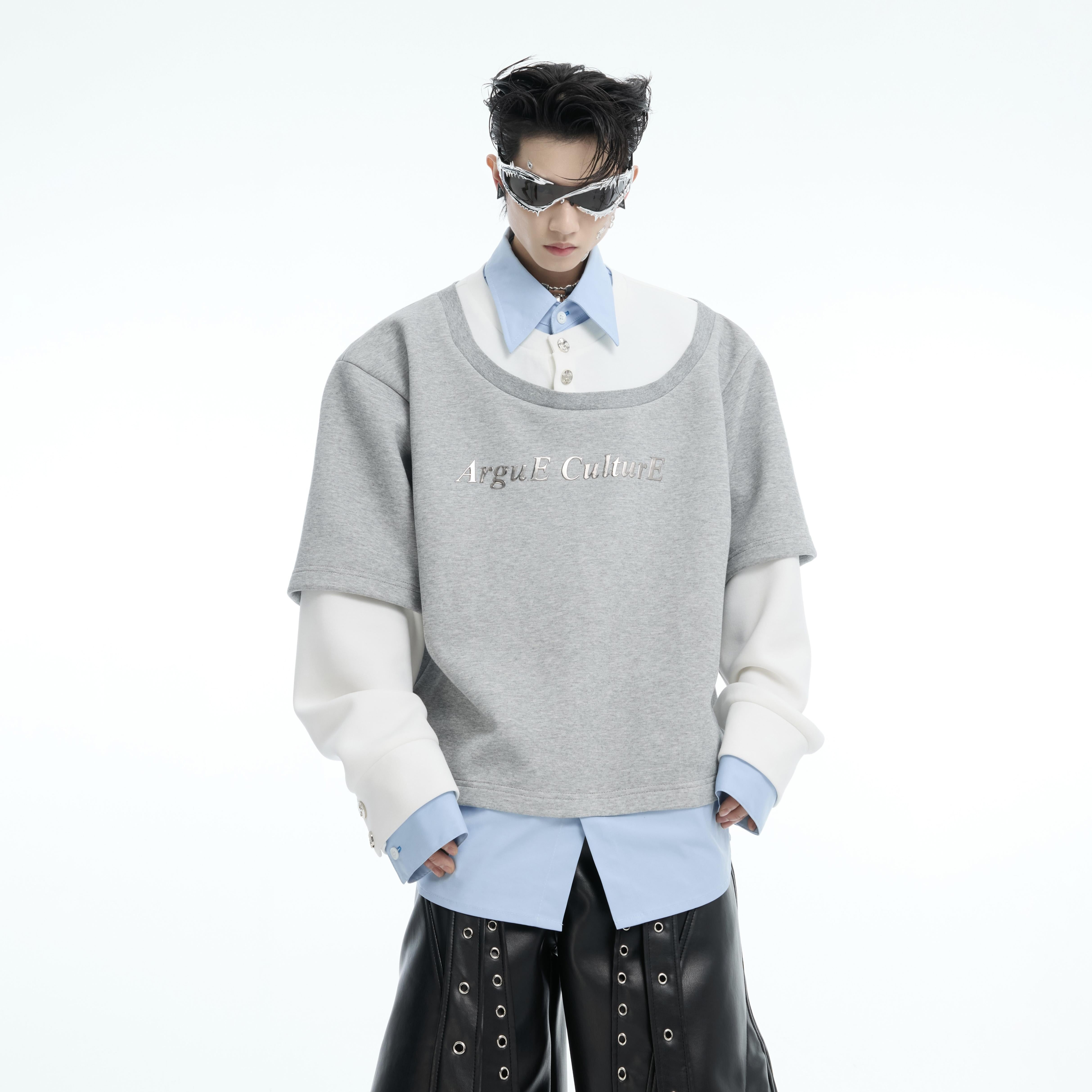 Oversized Color-Block T-Shirt - Long Sleeve Streetwear Top