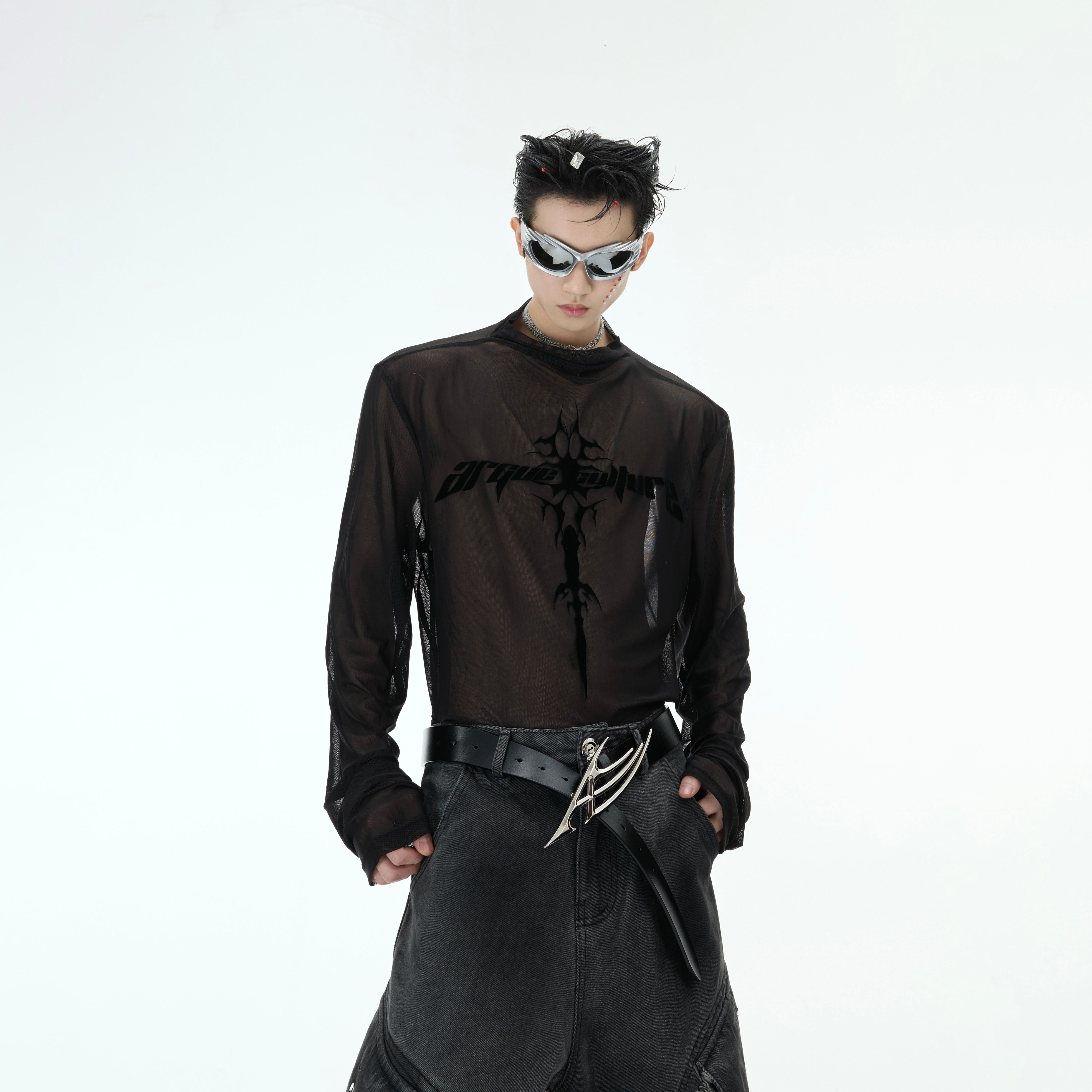 Mesh See-Through Punk Base Layer - Men's Long Sleeve Top