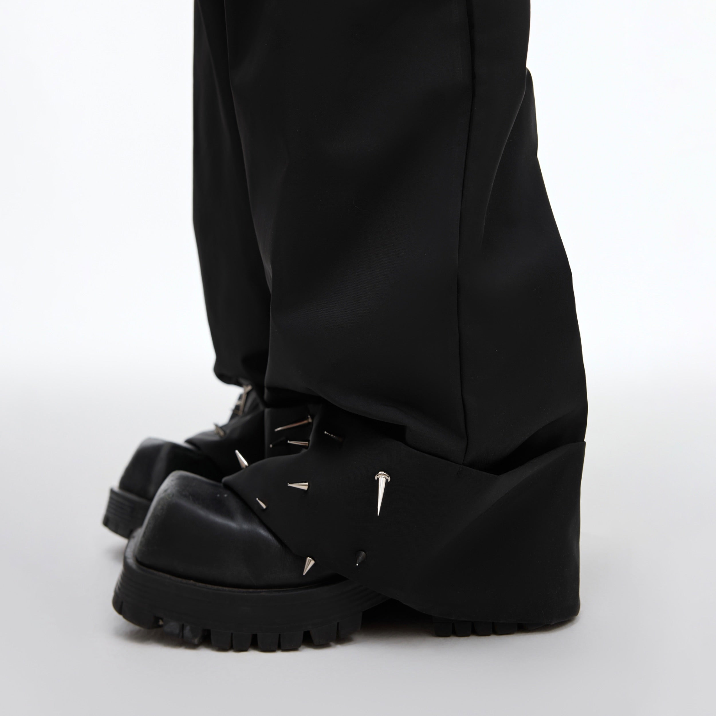 Oversized Metal-Stud Casual Pants - Droopy Wide-Leg Pants for Streetwear