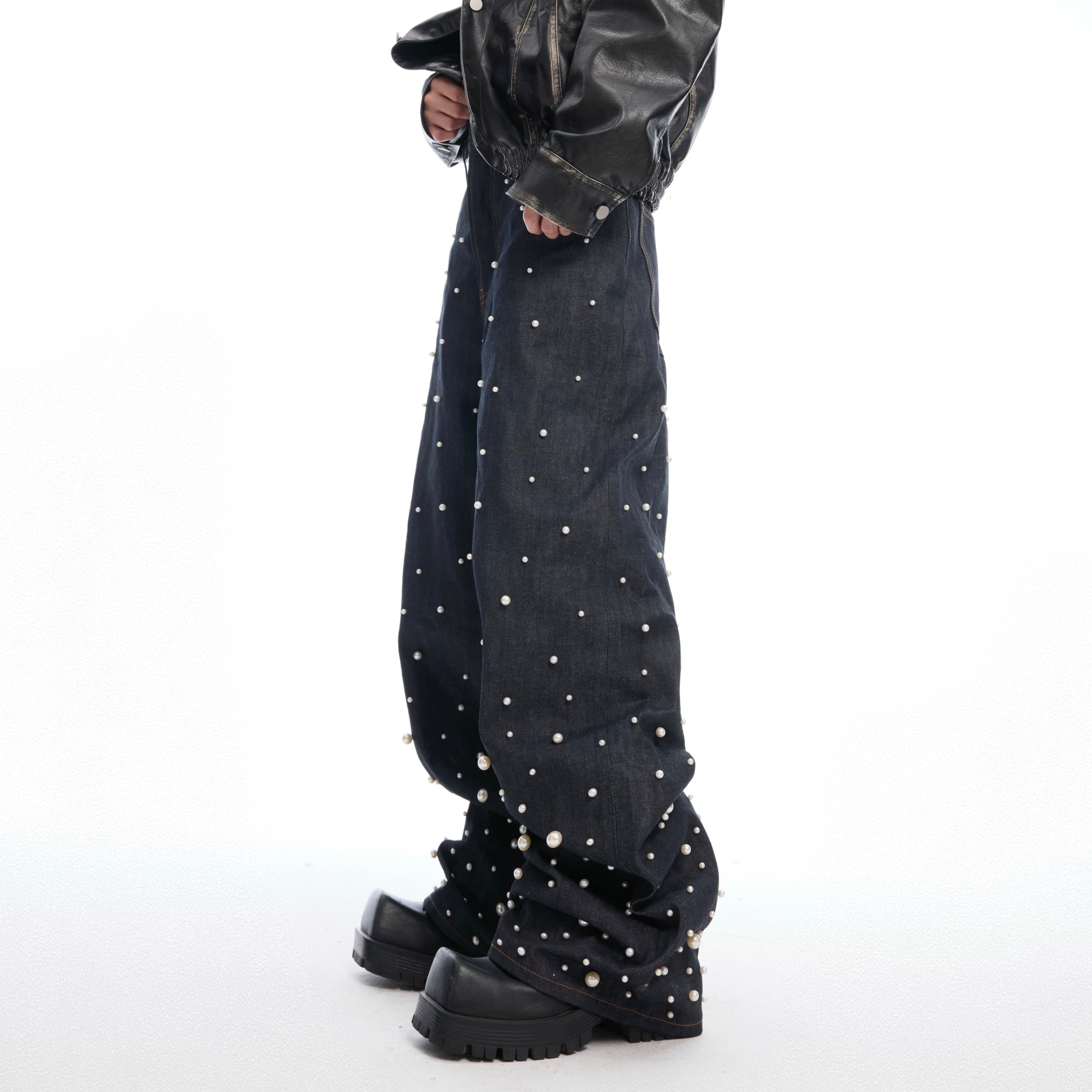 Hand-Stitched Pearl Raw Denim Jeans - 13.5oz Selvedge