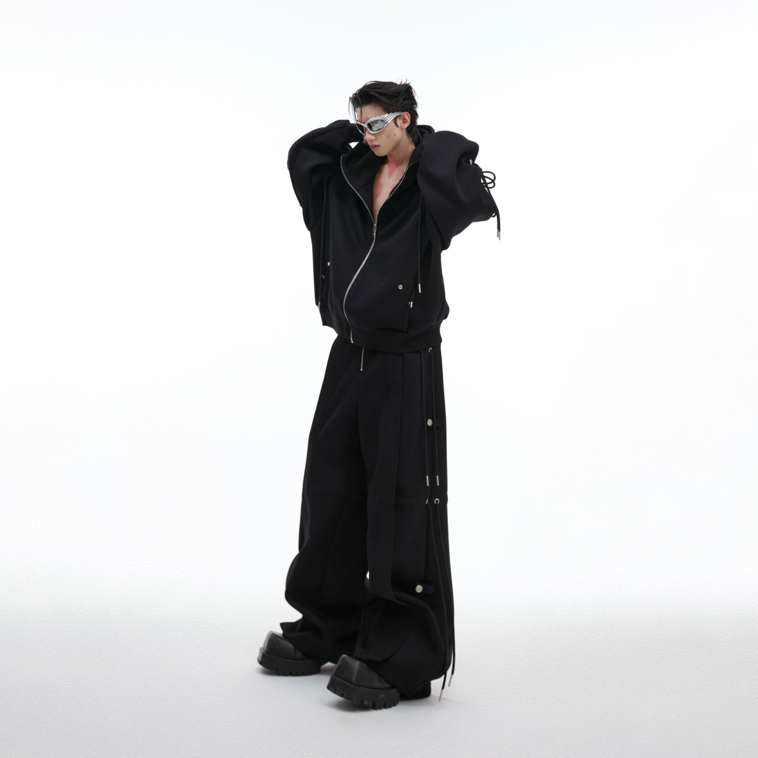 Oversized Hoodie with Drawstrings - Baggy Jogger Set Streetwear