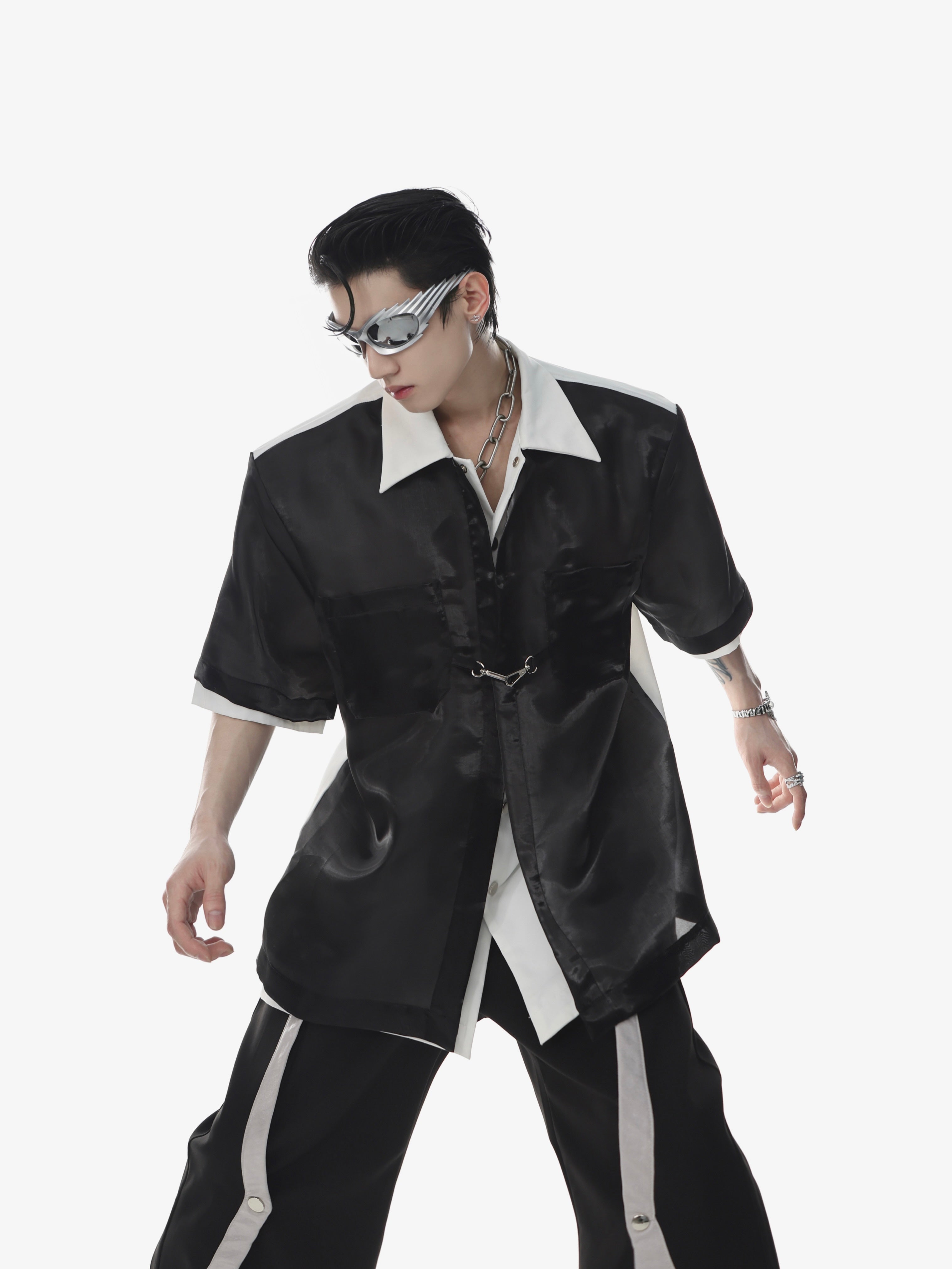 Deconstructed Double-Layer Sleeveless Shirt - Summer Streetwear T-Shirt