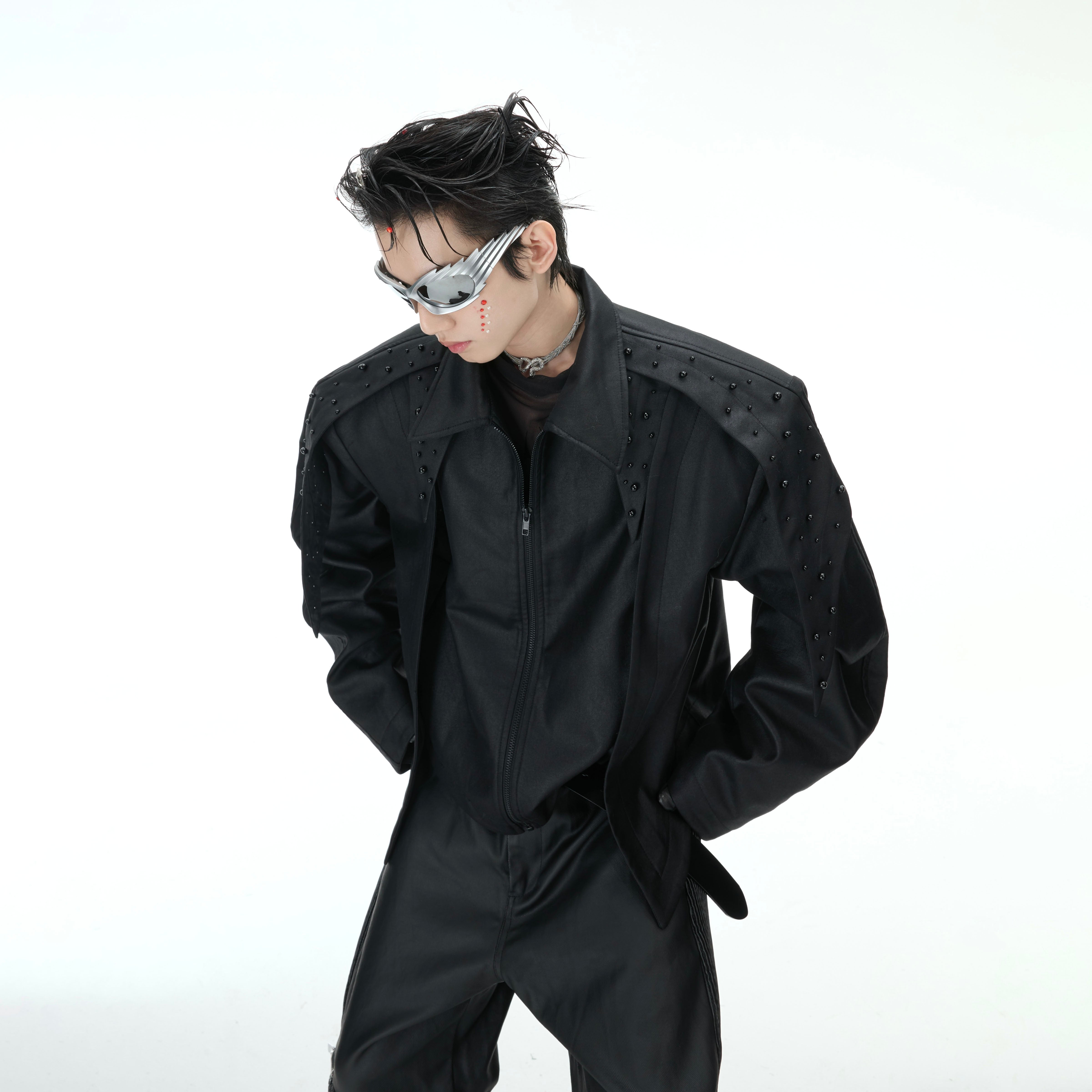 Vintage Wax-Dye Split Design Oversized Bomber Jacket