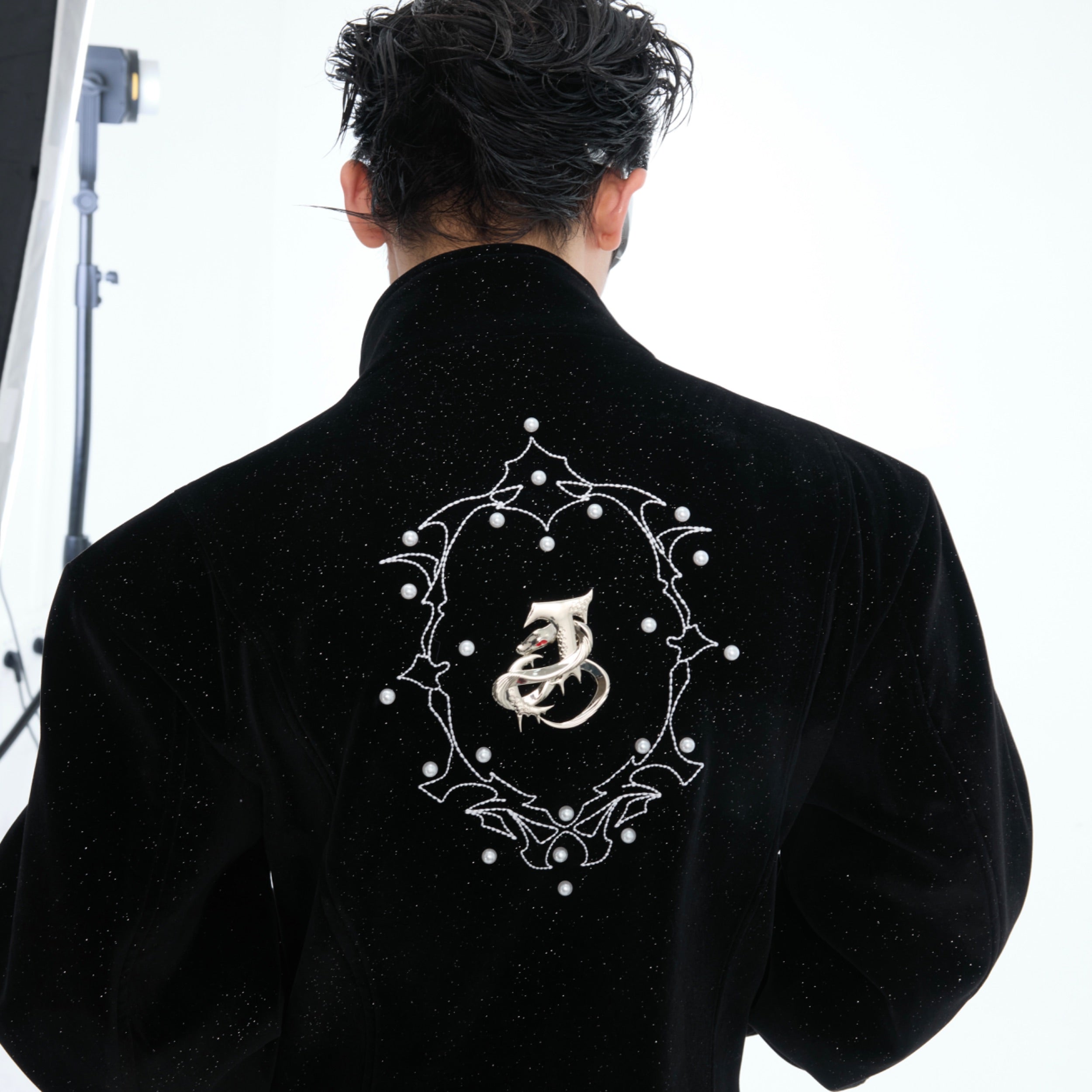 Metallic-Button Cropped Jacket - Streetwear Stand Collar Top