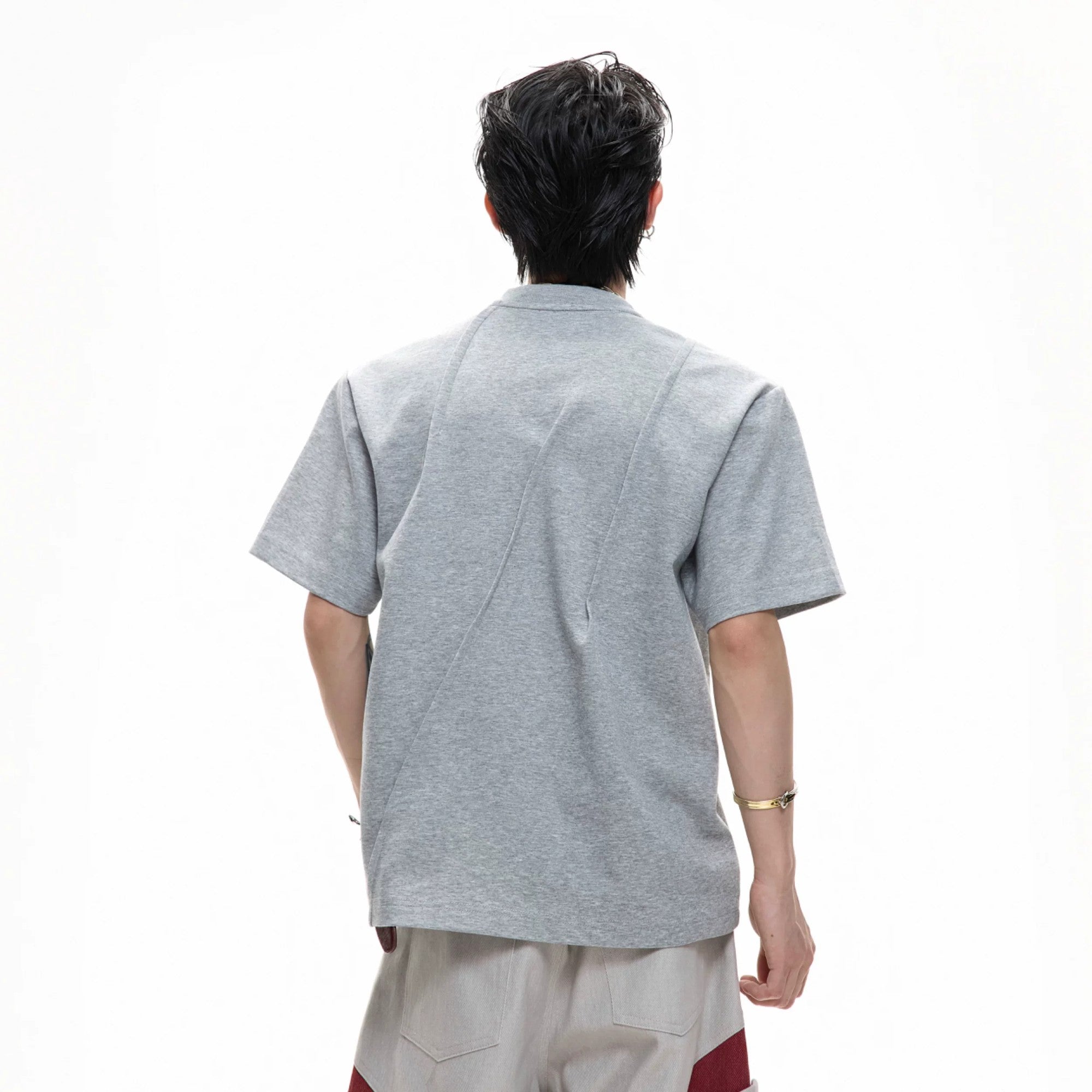 Clean White Relaxed Fit Pleated Tee for Streetwear Style