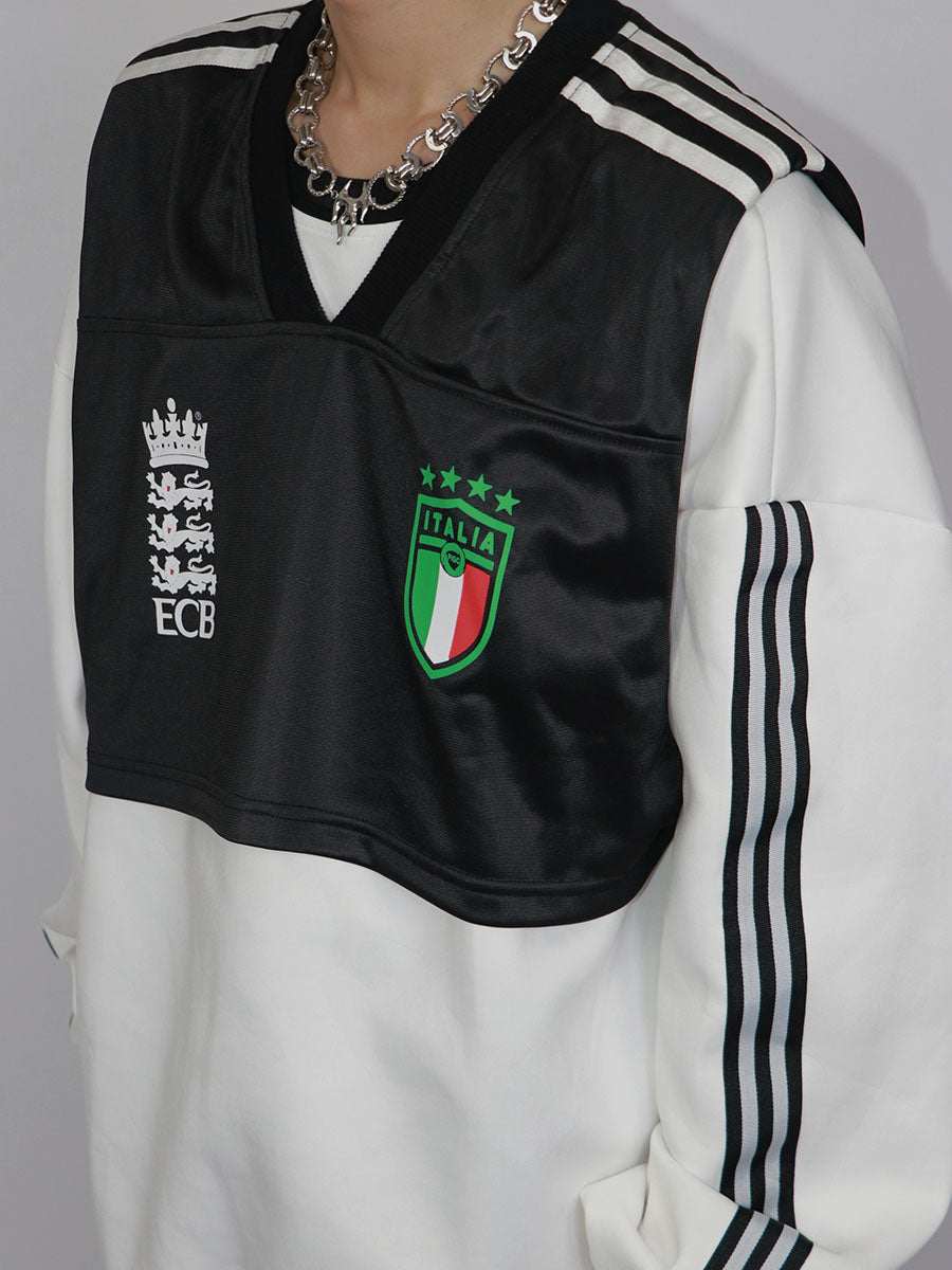 Oversized Drop-Shoulder Sweatshirt-Tank Top Layered Long Sleeve T-Shirt