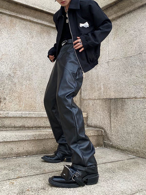 Unisex Cropped Oversized Zip Jacket with Metal Details - main image 4