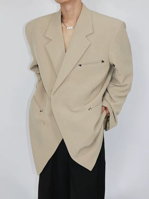 Relaxed Black Double-Breasted Blazer | Streetwear Jacket - main image 2
