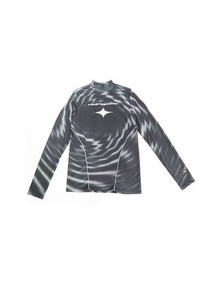 Reflective Mock-Neck Long-Sleeve Tee in Black - main image 5