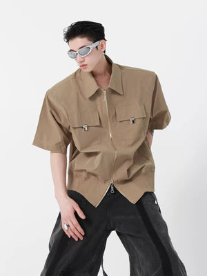Cropped Zip Polo Jacket in Polyester | Unisex - main image 4