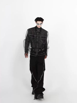 Longline Black Cotton Mesh Shirt Jacket - main image 5