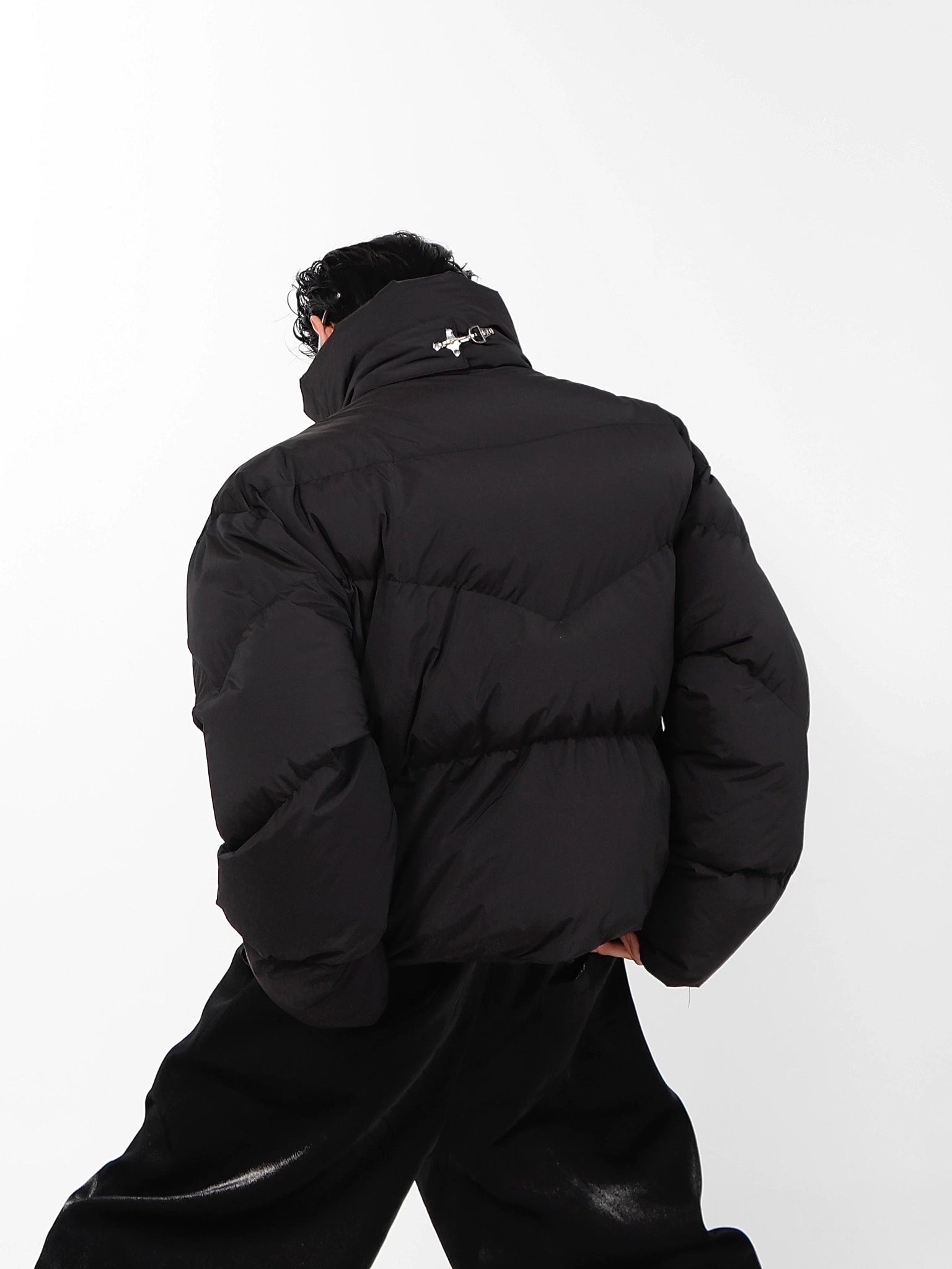 Irregular Metal-Detail Padded Jacket | Loose Fit - main image 2