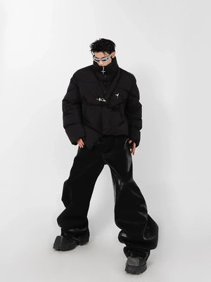 Irregular Metal-Detail Padded Jacket | Loose Fit - main image 4