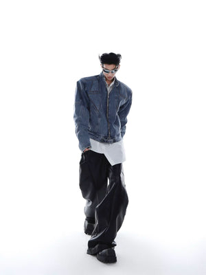 Light Wash Cropped Deconstructed Denim Jacket - main image 3