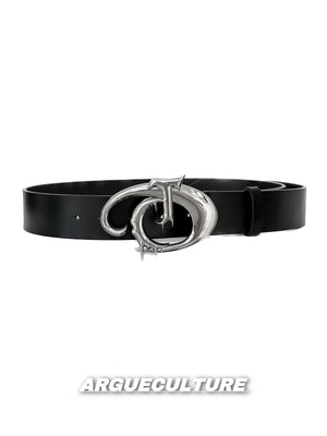Black Embossed Logo PU Belt for Unisex Streetwear Style - main image 5