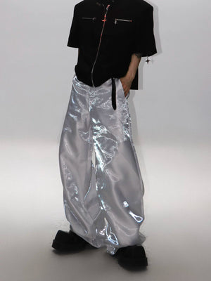 Liquid-Sheen Straight-Leg Trousers | High-Waist - main image 4
