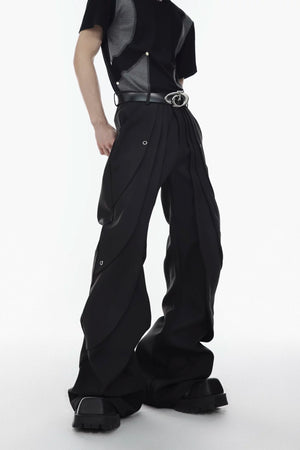 High-Rise Button-Detail Trousers | Punk Tailoring - Black