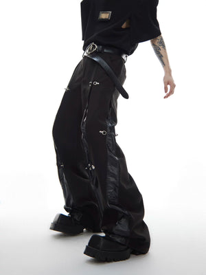 Black High-Rise Straight-Leg Buckle Trousers | Argue - main image 4