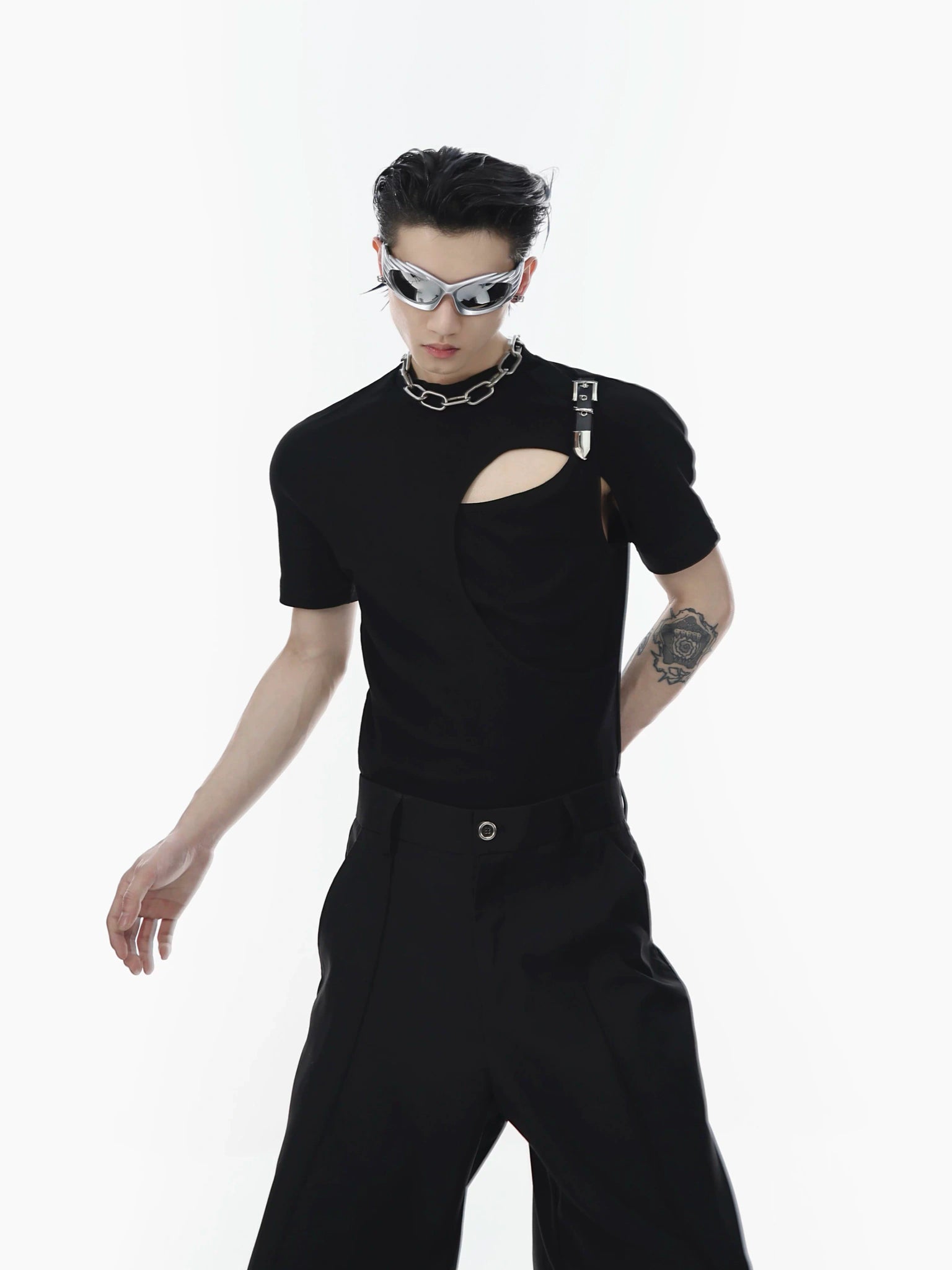 Layered Cotton Cutout T-Shirt | Unisex Streetwear - main image 2
