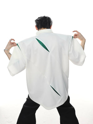 Color-Blocked Deconstructed Polo Shirt | Relaxed Fit - main image 3
