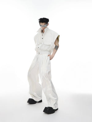 High-Rise Straight-Leg Trousers with Airplane Buckle - main image 2