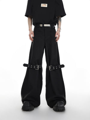 Black High-Rise Tie-Detail Slight-Flare Trousers - Black