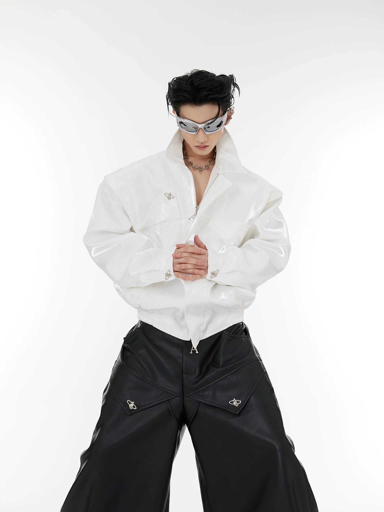 Asymmetrical Short Jacket with Metal Detail | Streetwear - main image 1