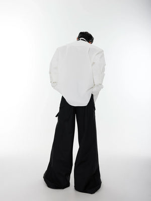 Relaxed Double-Cuff Shirt with Detachable Satin Tie - main image 5