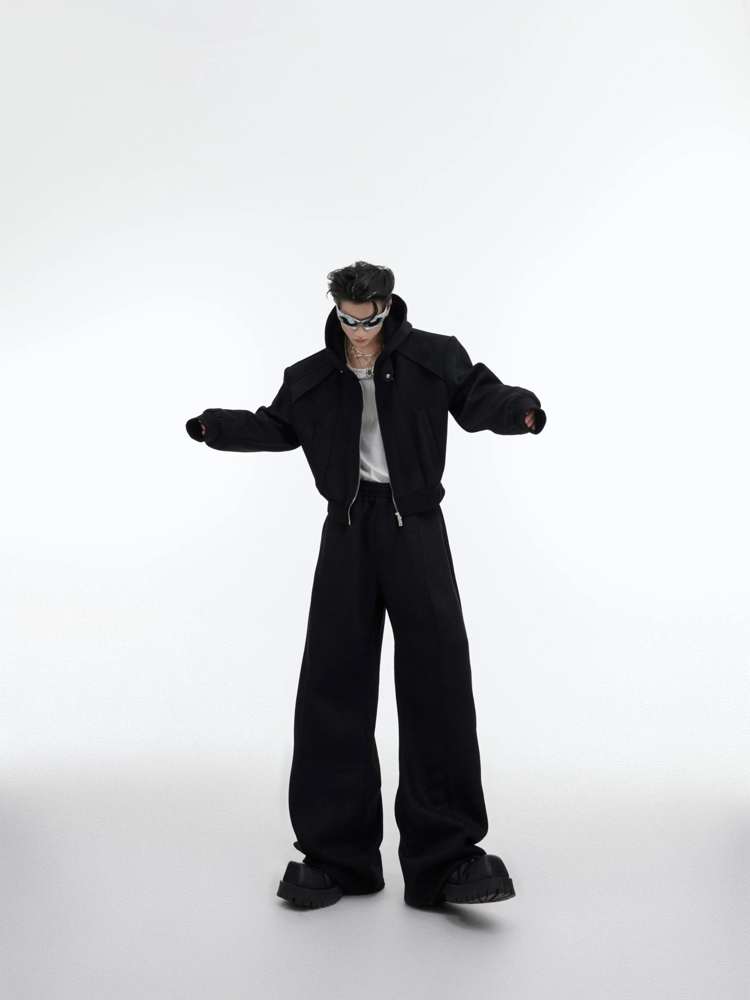 Shimmer Zip Hoodie & Pants Set | Avant-Garde Streetwear - main image 1