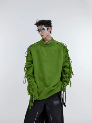 Deconstructed Fringe Pleated Knit Sweater | Unisex - main image 3