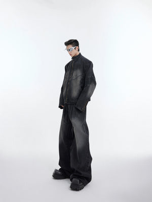 Deconstructed Washed Denim Jacket | Avant-Garde Style - main image 2