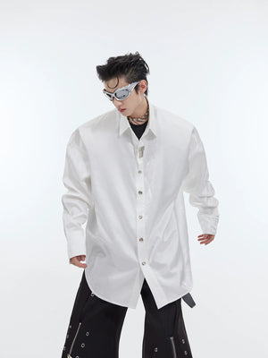 Liquid-Light Oversized Shoulder-Pad Shirt - main image 2